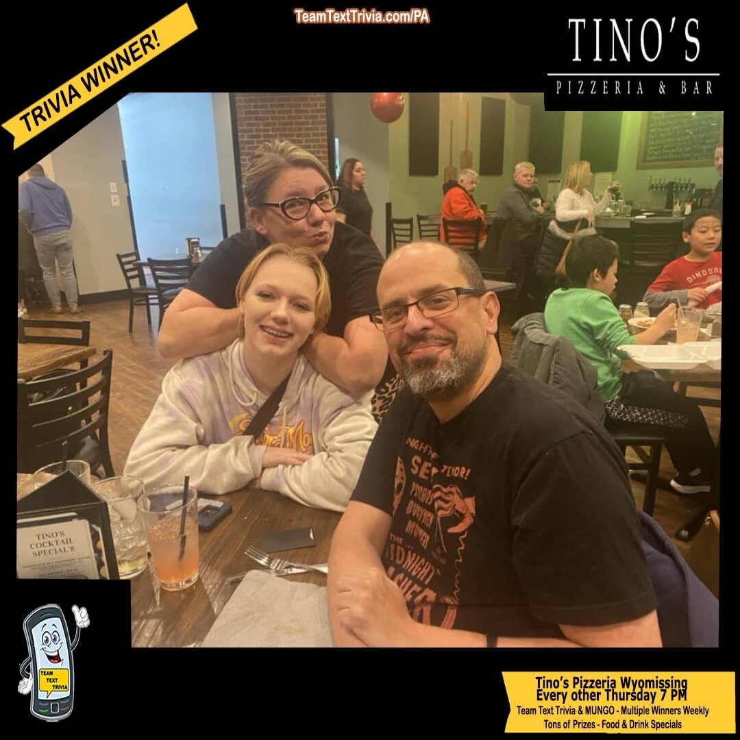 Wyomissing Trivia & Music Bingo, Team Text Trivia & Mungo Music Bingo @ Tino's Pizzeria Thurs 7:00p 1-19-23