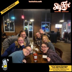 Trivia in Wyomissing PA, Sly Fox Taphouse Wyomissing PA Trivia, Team Text Trivia in Wyomissing PA 1-17-23 Winners