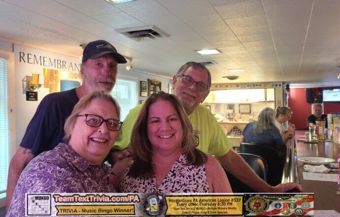 Trivia In Morgantown Pa, Morgantown American Legion Team Text Trivia, Team Text Trivia In Morgantown Pa American Legion 7-27-23 Winners!