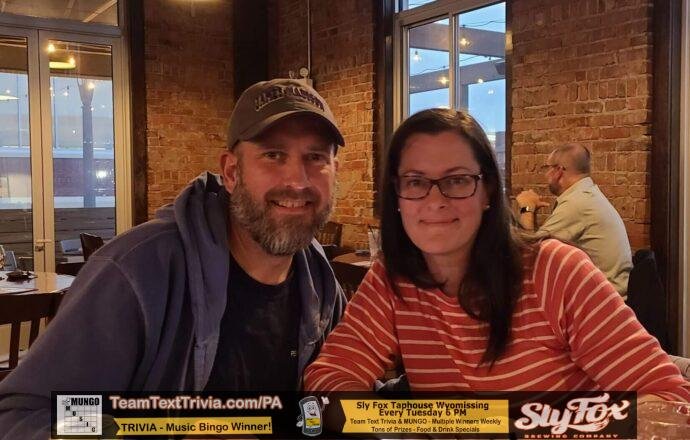 Team &Quot;K-Matt&Quot; Wins Round 1 Of Trivia Round On Tuesday Night Trivia In Wyomissing Pa, Sly Fox Taphouse Wyomissing Pa Team Trivia, Team Text Trivia At Sly Fox Taphouse  Wyomissing Pa 9-26-23 Winners