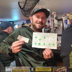 Morgantown PA Music Bingo on Thursday Nights. Mungo Music Bingo Winner Morgantown PA American Legion 11-02-23