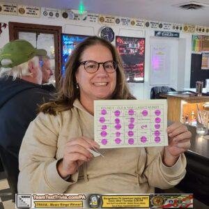 Morgantown PA Music Bingo on Thursday Nights. Mungo Music Bingo Winner Morgantown PA American Legion 11-16-23