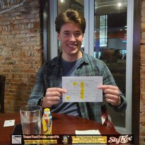 Music Bingo in Wyomissing PA at Sly Fox Taphouse, Mungo Music Bingo Winner at Sly Fox Taphouse in Wyomissing