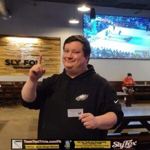 Music Bingo in Wyomissing PA at Sly Fox Taphouse, Mungo Music Bingo Winner at Sly Fox Taphouse in Wyomissing