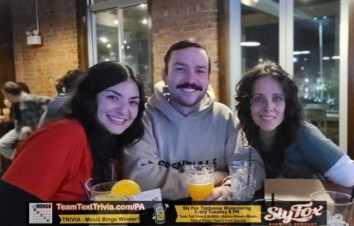 Trivia In Wyomissing Pa At Sly Fox Taphouse, Team Text Trivia Winners, &Quot;29Nfine&Quot; At Sly Fox Taphouse In Wyomissing