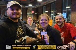 Trivia in Wyomissing PA at Sly Fox Taphouse, Team Text Trivia Winners, at Sly Fox Taphouse in Wyomissing
