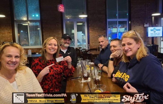 Trivia In Wyomissing Pa At Sly Fox Taphouse, Team Text Trivia Winners, &Quot;The Banana Slugs At Sly Fox Taphouse In Wyomissing