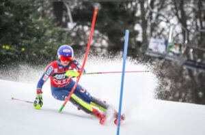 Down Hill Skiing In A Race Against The Clock Between Staggered Gates Is Called Slalom