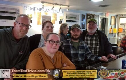 Trivia In Morgantown Pa,  &Quot;We Drink And We Know Stuff&Quot; Wins Team Text Trivia Winners At Morgantown American Legion